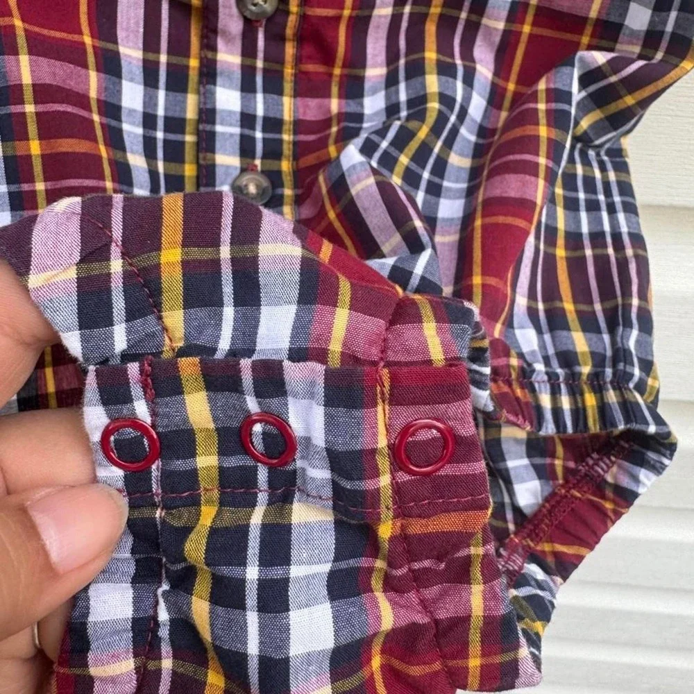 Wrangler plaid polo baby onesie